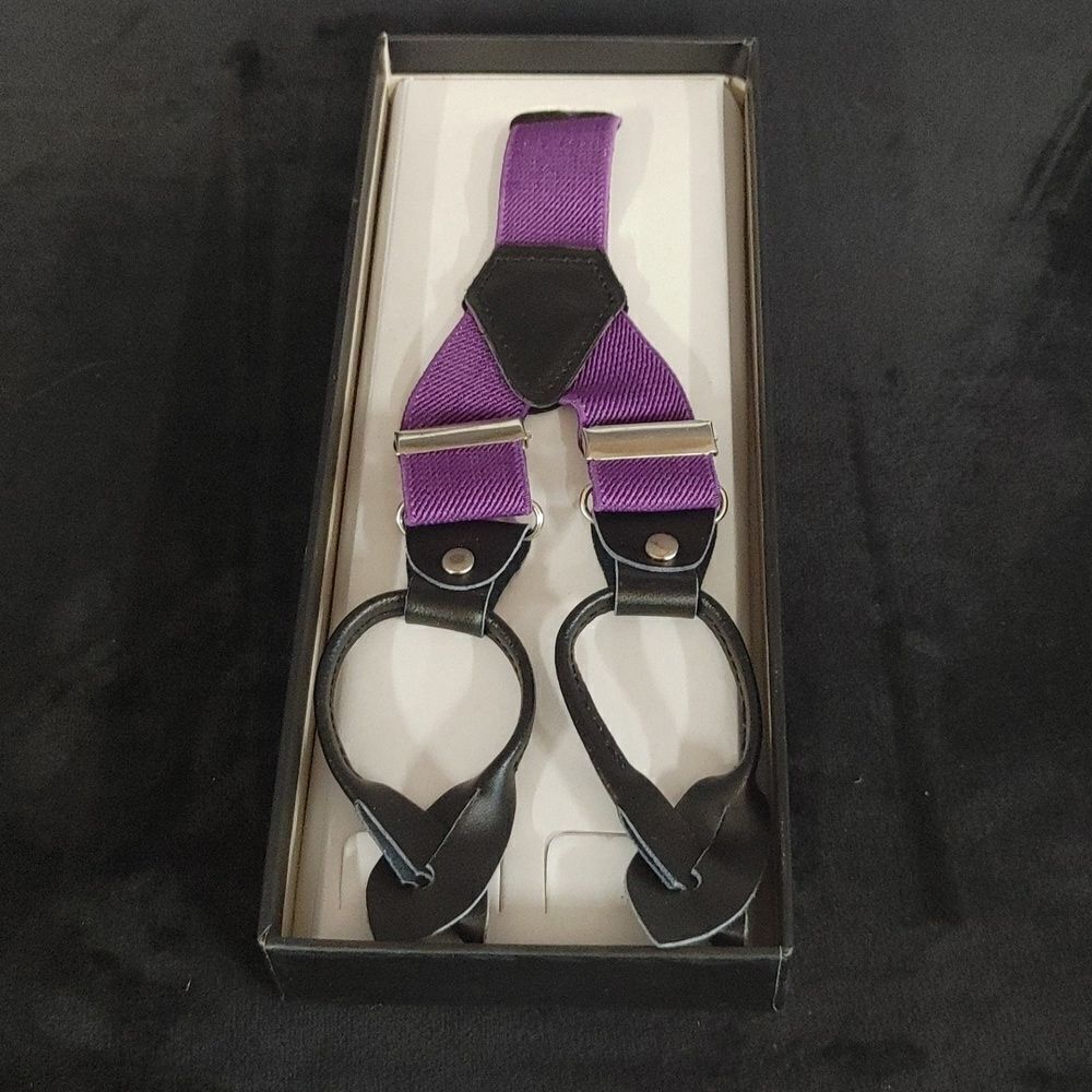 MEN'S FERRECCI SOLID PURPLE BUTTON END SUSPENDERS.